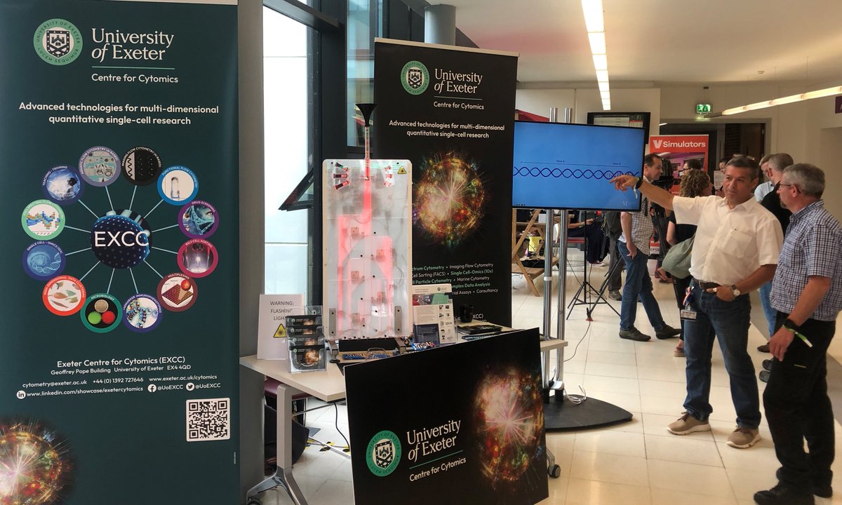 UoEXCC's tweet photo. @RaifYuecel delighted to be demonstrating CytoM&amp;Metry at the #bsf2023 @UniofExeter @UoETechServices 
#flowcytometry #singlecell #flowcell #JSAC #GW4Alliance - in the Uni Forum - come join us! https://t.co/CHsTPCPooJ