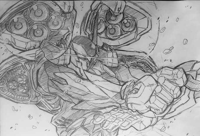 テッカマンブレードボルテッカ需要はないけど女の子イラストばかりじゃ…と描いた物。#入院中に描いた鉛筆イラスト 