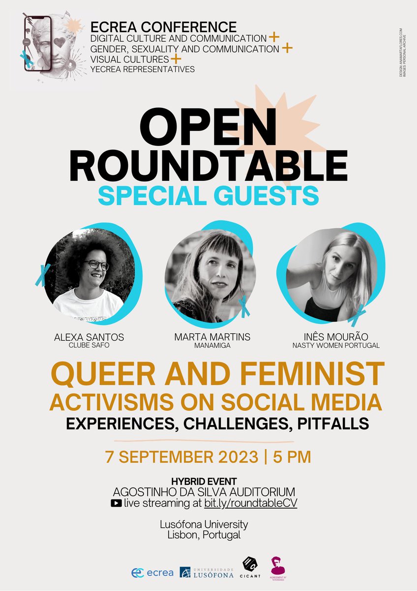 If you can't make it to the conference in person, please join us at 5 PM (Lisbon time) to watch the roundtable on the theme 'Queer and feminist activisms on social media - experiences, challenges, pitfalls'.
