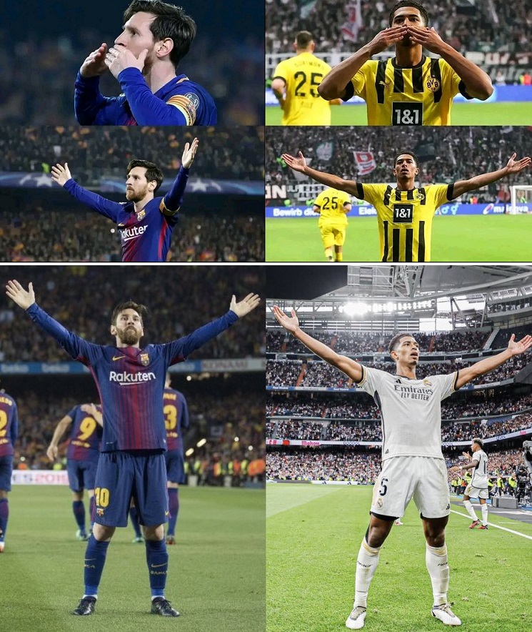 _Futbolero_'s tweet photo. Muchos no lo sabrán, pero Bellingham es admirador de Leo Messi y su celebración es en honor al argentino. https://t.co/3tMTbQzqni