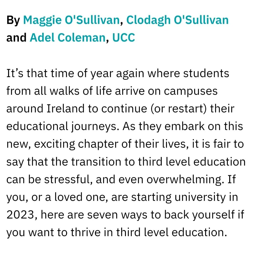 UCC Graduate Attributes Programme (@uccgrattributes) on Twitter photo 7 tips for those starting college or university this month 📚
We're delighted to have published a third article with <a href="/RTEBrainstorm/">RTÉ Brainstorm</a>, covering how to support your transition into higher education and set yourself up to thrive!
rte.ie/brainstorm/202…
#UCC #BeginBelongBecome 7 tips for those starting college or university this month 📚
We're delighted to have published a third article with <a href="/RTEBrainstorm/">RTÉ Brainstorm</a>, covering how to support your transition into higher education and set yourself up to thrive!
rte.ie/brainstorm/202…
#UCC #BeginBelongBecome