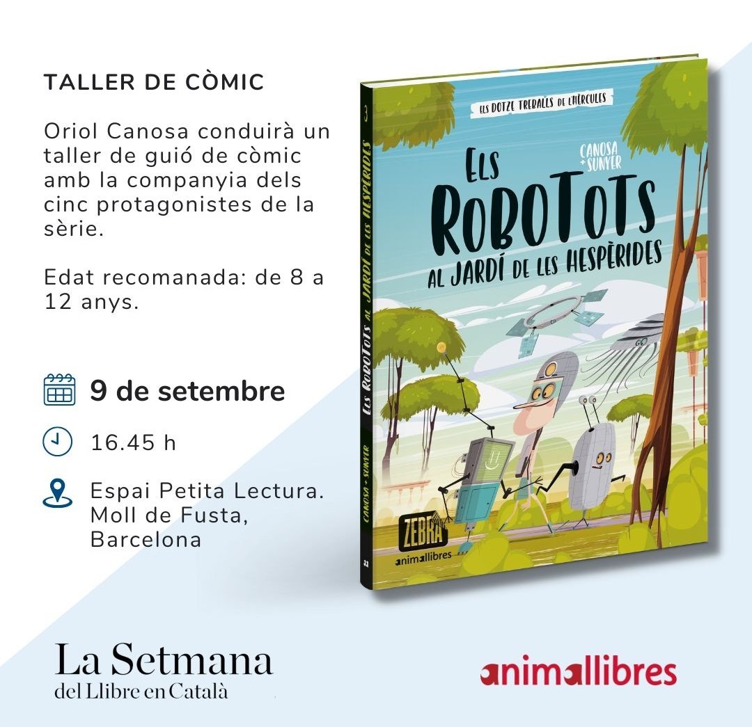AnimallibresEd's tweet image. A l&apos;@OriolCanosa ja el coneixeu. Escriu. I escriu bé. I escriu pels nanos. Amb l&apos;il·lustrador Jordi Sunyer, han parit una sèrie de 12 llibres, els #Robotots: la primera col·lecció de Grècia-Ficció, embolica que fa fort! ❤️🥳
DISSABTE 9, l&apos;Oriol serà a @LaSetmana
compartint trucs: