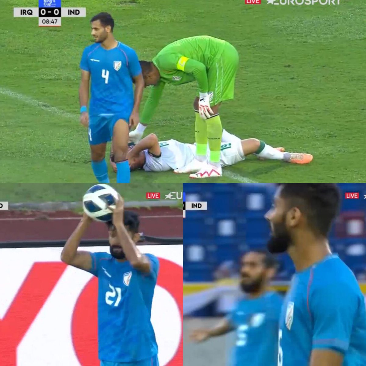 InsideSportIND's tweet photo. The Blue Tigers are playing in their new Jerseys 🔥⚽

📸:- Eurosport HD 

#KingsCup2023 #INDvIRQ #IndianFootball #Insidesport #football https://t.co/uxgjEnVZQB