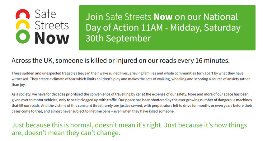 Communities have had enough. They will no longer sit back and tolerate road harm as inevitable. Show your support by taking part in the #SafeStreetsNow Day of Action on September 30. Find out more:
bit.ly/3RcxgoR #RoadDanger #EnoughIsEnough #Crashes #Communities