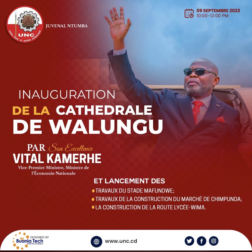 EpopoYanick's tweet photo. Inauguration de la cathédrale de #WALUNGU par son excellence @VitalKamerhe1 vice premier Ministre de l’Économie Nationale et les lancements travaux du stade #MAFUNDWE , travaux de la construction du marché de #CHIMPUNDA , la construction de la route #LYCÉE_WIMA @TopCongo @uncrdc https://t.co/HyvEUnDE1d