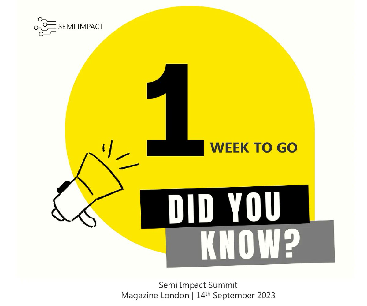 SEMI IMPACT (@semiimpact) on Twitter photo 🎊 Counting down one week from the Semi Impact Summit 2023 at <a href="/CogX_Festival/">CogX Festival</a>. Don't miss this opportunity to learn how semiconductors empower technological innovation!
👉 Register now! buff.ly/44tr1A1
👉 Grab your networking drink ticket buff.ly/3R2Qr4n 🎊 Counting down one week from the Semi Impact Summit 2023 at <a href="/CogX_Festival/">CogX Festival</a>. Don't miss this opportunity to learn how semiconductors empower technological innovation!
👉 Register now! buff.ly/44tr1A1
👉 Grab your networking drink ticket buff.ly/3R2Qr4n