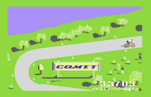 C64Reloaded's tweet photo. My Favourite #C64 Activision Games – No.21

Tour De France

Another well-polished Activision release with great presentation, nice music &amp; excellent graphics. The full-screen multi-directional scrolling is super smooth &amp; whizzing through France on your bike is great fun. https://t.co/58p9lF0yCd