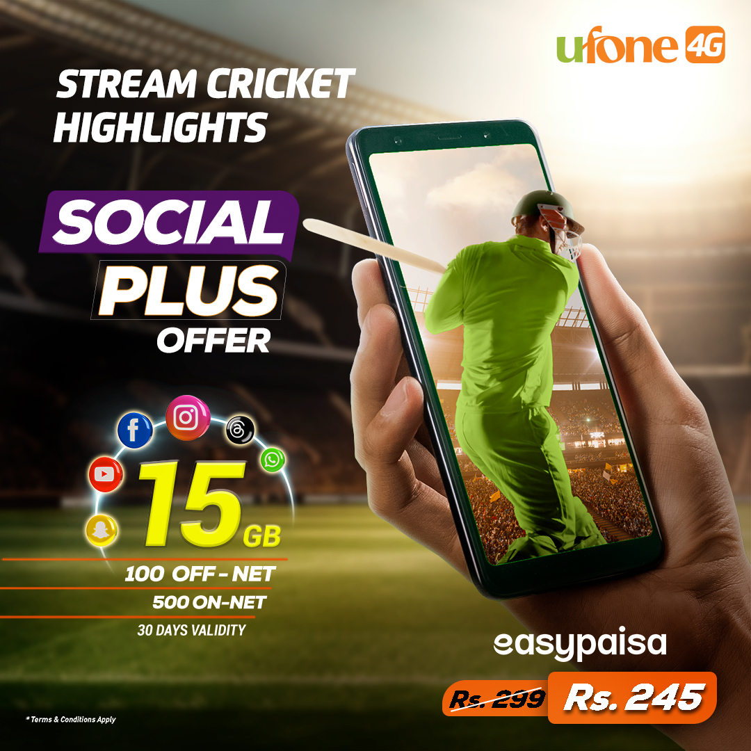Ufone's tweet photo. Missed your favourite match? No worries, we have got you covered. Stream karo highlights jab chaho jahan chaho with UFONE 4G SOCIAL PLUS OFFER!
Hai na HERO Offer!
Subscribe from easypaisa and avail discount.
*Terms and conditions apply.
#SocialPlusOffer #Ufone4G #HeroOffer https://t.co/8d9sMK0qWx