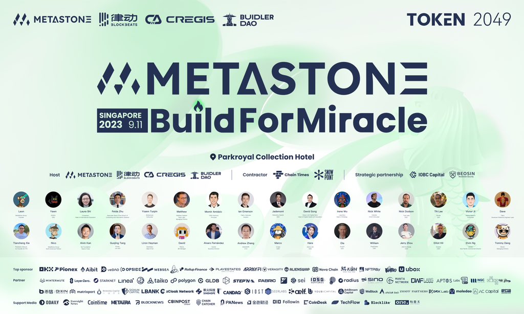 Build For Miracle  

11 September
Parkroyal Collection Hotel

🔗：lu.ma/BuildForMiracle

More than 40 leading guests
4  Panel Themes
14 Keynote Speeches

Industry scholars
Top ventures
Leading Projects

Look forward to explore industry trends and opportunities with you together