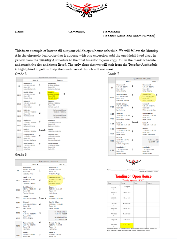 Thursday September 14th, 2023 TMS Open House
Here is the schedule if your child forgets to bring home a copy for you. 
docs.google.com/document/d/14c…
