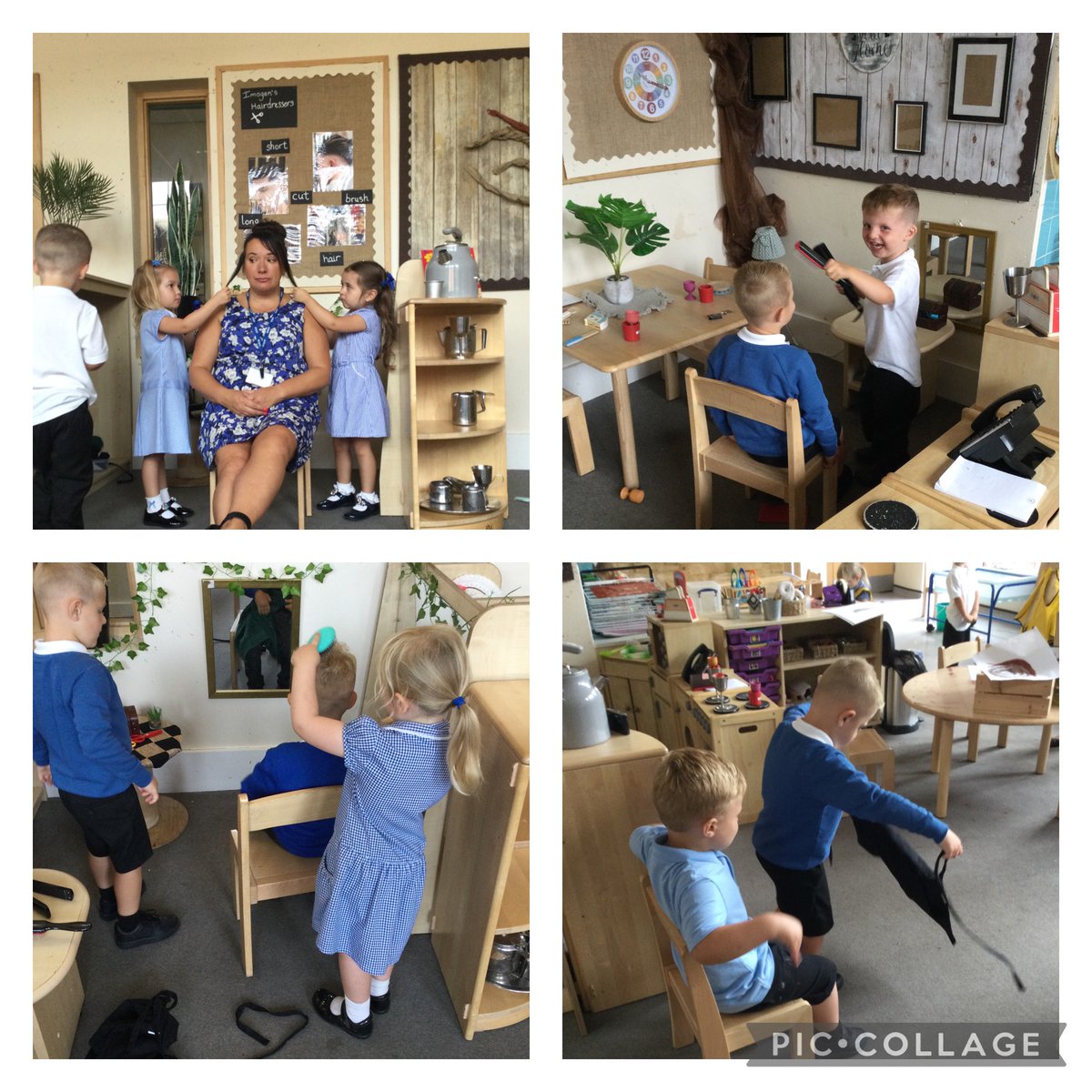 Highgateacademy's tweet photo. A new hair salon has opened in Beatrix Potter class. The children have loved experimenting with different hair styles. https://t.co/qTcJ2mZjIL