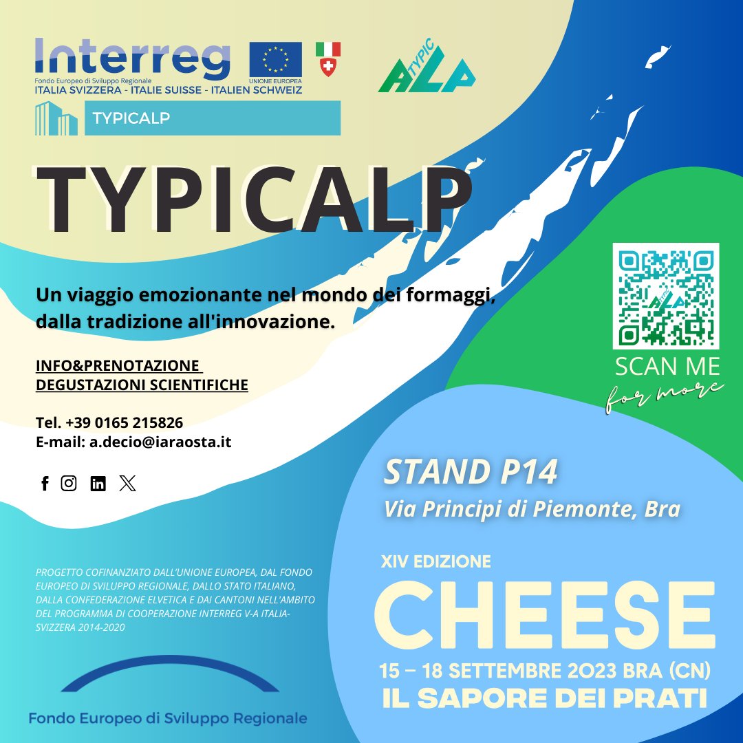 Typicalp a Cheese 2023 con gli eventi
“Food &amp; Science: divulgazioni e degustazioni scientifiche”

iaraosta.it/typicalp-a-che…

<a href="/iaraosta/">Institut Agricole Régional</a>