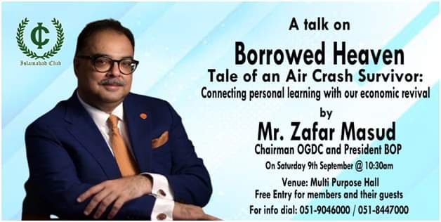 The Bank of Punjab (@thebankofpunjab) on Twitter photo <a href="/zafar_masud/">Zafar Masud</a> (President & CEO – BOP) will be sharing his miraculous experience of surviving the air crash and how he connects his personal learning from this experience with the economic revival of our country.
The talk session will take place on 9th September 2023 (Saturday) at <a href="/zafar_masud/">Zafar Masud</a> (President & CEO – BOP) will be sharing his miraculous experience of surviving the air crash and how he connects his personal learning from this experience with the economic revival of our country.
The talk session will take place on 9th September 2023 (Saturday) at