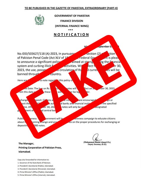 PakistanCheck's tweet photo. #FakeNewsAlert 👉No Such Notification of Cancelling 5,000 PKR Currency Note has been issued by the State Bank of Pakistan https://t.co/aS4iJZFaSA