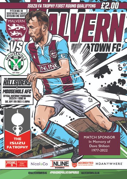 PROUDLY IN PRINT: We'll have our printed Matchday Programme on sale at Saturday's Isuzu FA Trophy clash with <a href="/MouseholeAFC/">𝗠𝗢𝗨𝗦𝗘𝗛𝗢𝗟𝗘 𝗔𝗙𝗖</a> (KO 3pm)

Make sure you pick up your copy...

#MakingMalvernProud | @NonLgeProgs