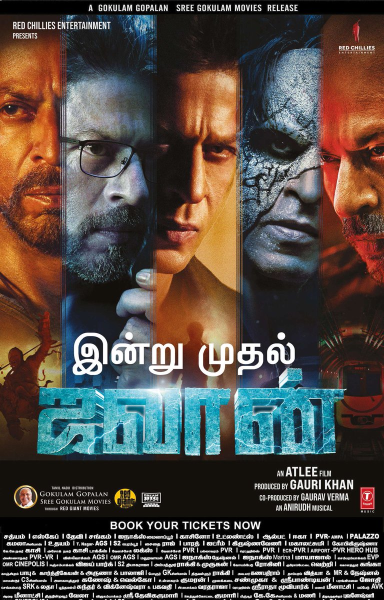 #Jawan in Cinemas. Tamil , Telugu , Hindi.