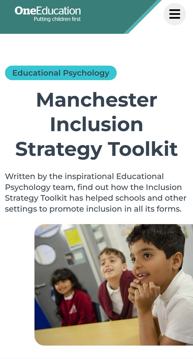 ACTION REQUIRED!!! The Manchester Manchester Inclusion Strategy Toolkit has been updated! Follow the link below & download the revised toolkit for free!! oneeducation.co.uk/manchester-inc… @mcr_education @MCC_Childrens @earlyhelpmcr @ManchesterVirt1 @AmandaCCorcoran @ADCStweets @NAVSH_UK