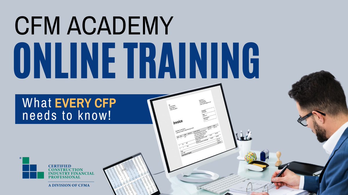 CFMA's tweet photo. Learn the fundamentals of construction finance at your own pace with the CFM Academy! Whether you're new to the industry or looking to train your new team members, this self-study course can provide the knowledge you need. Don't wait — get started at ➤ https://t.co/Xu1vL5yG9E https://t.co/W7HKZ5vuQA
