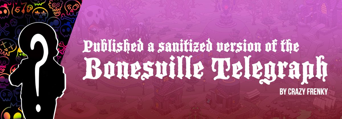 CroskullNFT's tweet photo. π₯ Here we go.
ποΈ The weekly edition of the Bonesville Telegraph has finally been unveiled to all citizens.
π Don't miss it, read it at: https://t.co/RVjrVsgmbI
#ProjectKimera #CronosChain #CronosNFT #crofam https://t.co/BOwCBNzlWy