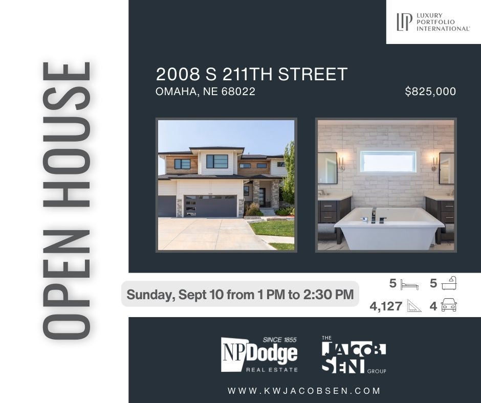 JacobsenNPDodge's tweet photo. #openhouse STOP BY THIS SUNDAY, SEPT. 10TH FROM 1PM TO 2:30PM TO SEE THIS HOME.

$825,000 || 5 📷 || 5 📷 || 4 📷 || 4,127 Sq Feet
2008 S 211th Street
Elkhorn, NE 68022

Kristen Wehner Jacobsen
The Jacobsen Group - NP Dodge Real Estate
402-672-7701
KWJacobsen@npdodge.com https://t.co/oGi8NmTLp6