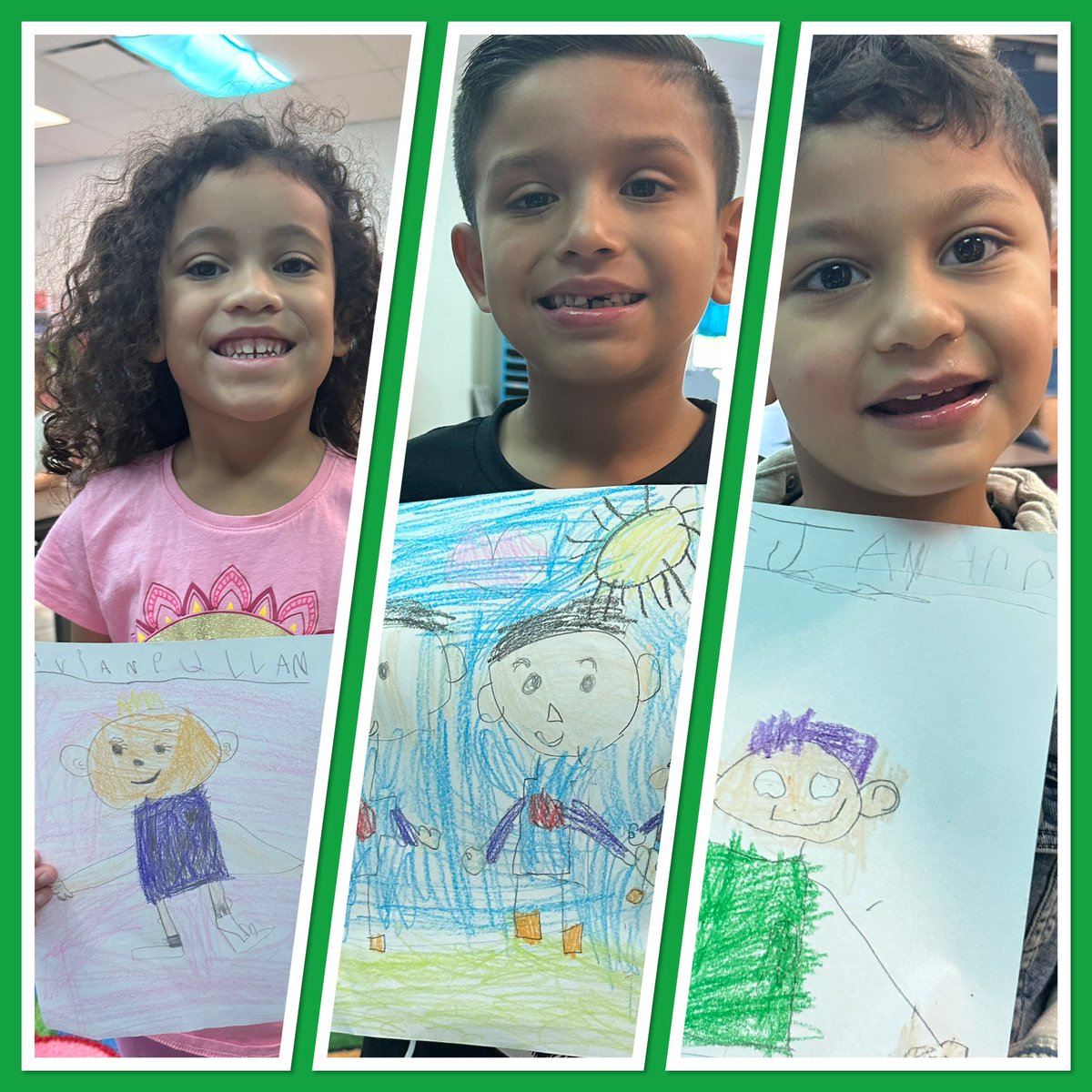 grechterman's tweet photo. My tiny illustrators learned to draw people today with the Matman song! Matman FTW! @NISDForester #teamnorthside @NISD_ECE @NisdBILESL #tinyillustrators https://t.co/SwYbCnPx2d