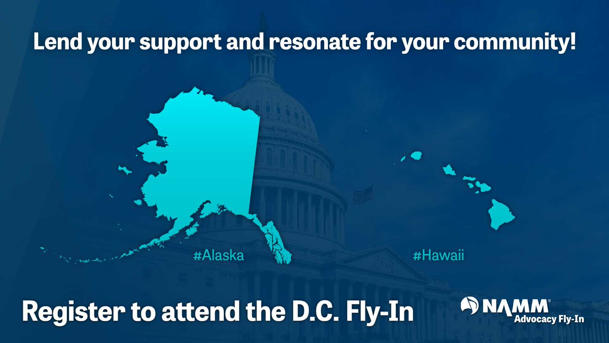 Lend your support and resonate for your community! NAMM members from #Alaska and #Hawaii are invited to join the 2023 advocacy team that is returning to D.C. this November. Register here: namm.org/issues-and-adv…