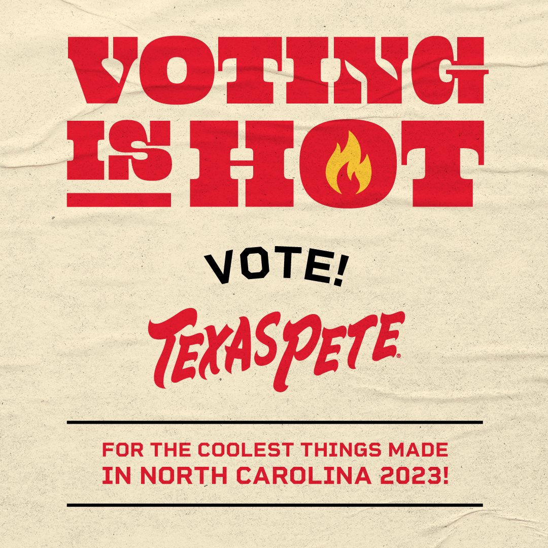 Did you know Texas Pete has been made in North Carolina for over 90 years!? Don’t forget to vote for Texas Pete in the Coolest Things Made In NC 2023 Competition! Use the 🔗 in our bio to vote!
