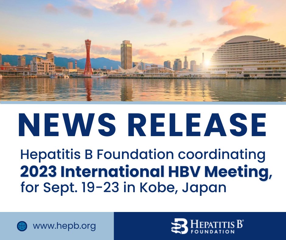 The Hepatitis B Foundation is coordinating the 2023 International HBV Meeting, which will be held Sept. 19-23 in Kobe, Japan. Nearly 400 scientists researching hepatitis B &amp; clinicians who treat people living with the disease will be on-site.

Read more ▶️ ow.ly/J2P450PISbJ