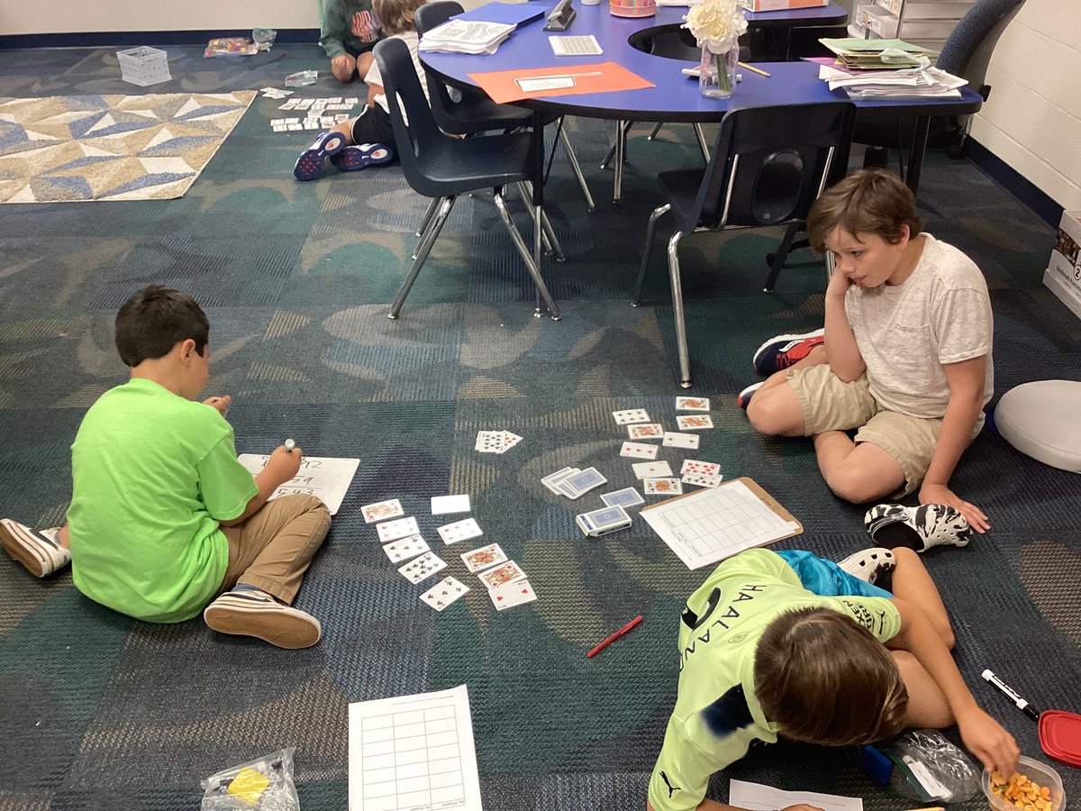 Practicing subtraction with our Race to Zero game!