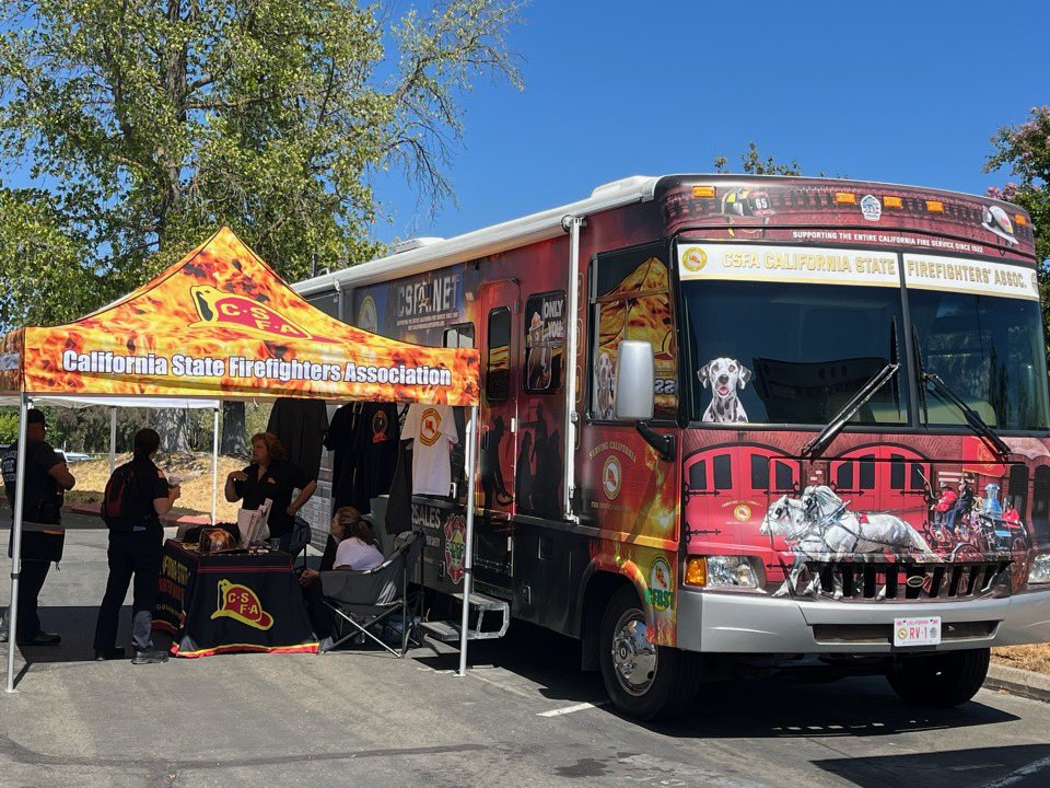 CSFAFIRE's tweet photo. The CSFA team and RV1 were at the Haz Mat Continuing Challege in Sacramento yesterday. 

If you spot CSFA RV-1 on the road don’t forget to snap a photo and tag us! #csfarv1 

#fireassociation #firefighters #csfa #californiafirefighter https://t.co/louhg5WUhU