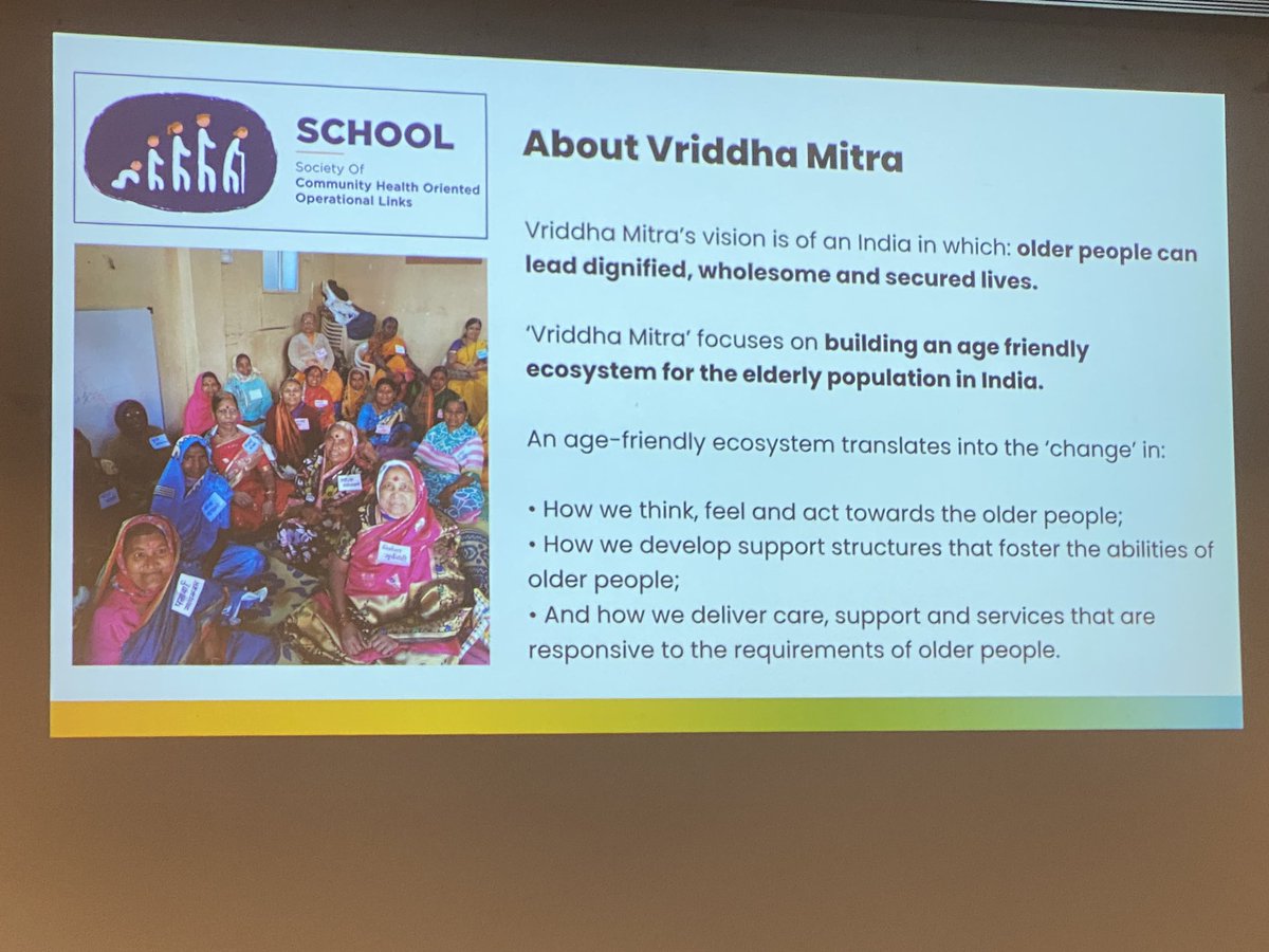GlobalAgeing's tweet photo. @DrBenazirPatil shares how the “Vriddha Mitra” Network provides valuable services to help improve the quality of life for vulnerable older people in India #GAN2023 https://t.co/VnW2QbODTV