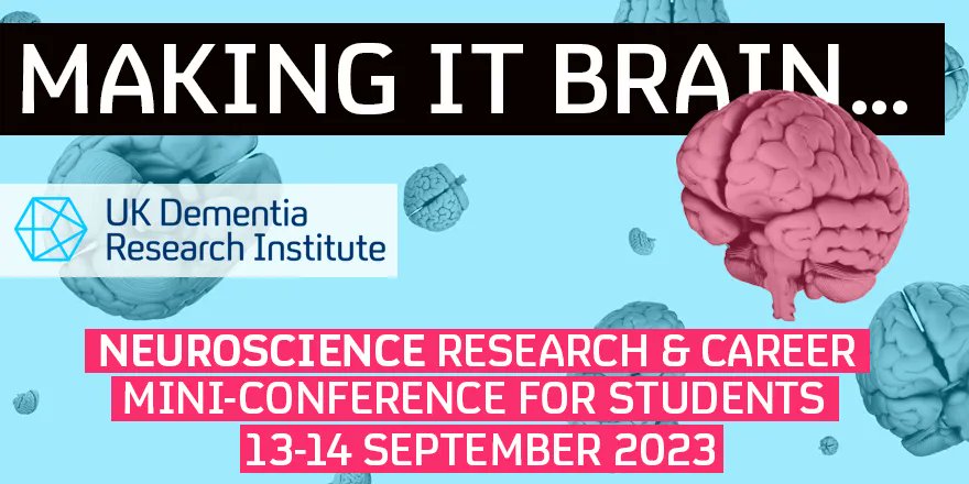 UKDRI's tweet photo. Are you aged 16+ &amp; thinking about pursuing science?

Next week we are hosting ‘Making It Brain’, a free online mini-conference, which will give a fascinating insight into a career in neuroscience🧠

🗓️13-14 Sept⏰16:00-17:30

Still time to register👉https://t.co/SU5fvJJUUP https://t.co/hoJXVA8gGt