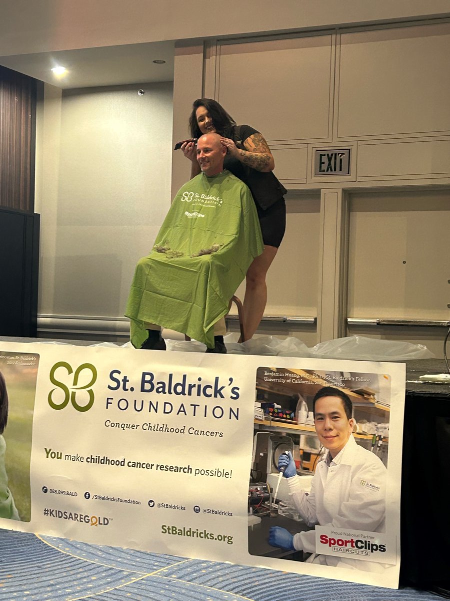 Last night, at the <a href="/StBaldricks/">St. Baldrick's Foundation</a> event during the #COGFall2023Meeting, Todd Alonzo Braved the Shave for the 7th time! It's not too late to donate through Todd's page to help conquer kids' cancer: stbaldricks.org/participants/a…