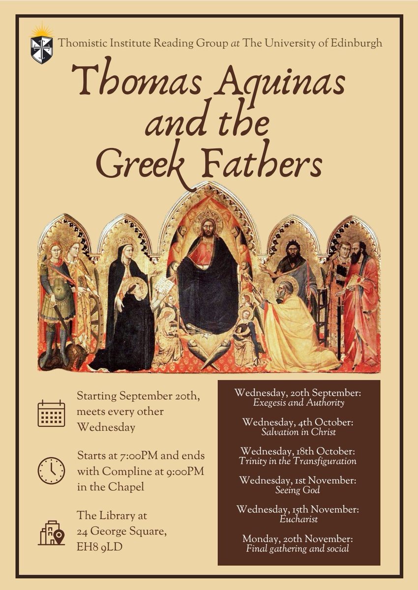 ThomisticInstEd's tweet photo. Hello all, I hope your summers have been restful enough so that you are ready and eager once again to study St. Thomas. 

This upcoming semester we will be looking at a new text. See details attached. 

Looking forward to seeing you at the next reading group on the 20th. https://t.co/IfxyTCGQp5