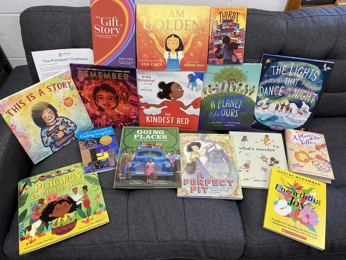 StefaniePitzer's tweet photo. Eek!! The Principal’s Clubhouse from @bookelicious arrived and it’s like Christmas morning!📚✨ I cannot wait to meet once a month w/ other principals & literacy leaders AND learn/talk all things book joy. #LWRocketsRead #Pitzer4e #momsasprincipals #PrincipalOfficeHours #iledchat https://t.co/9Df8dcPhmi
