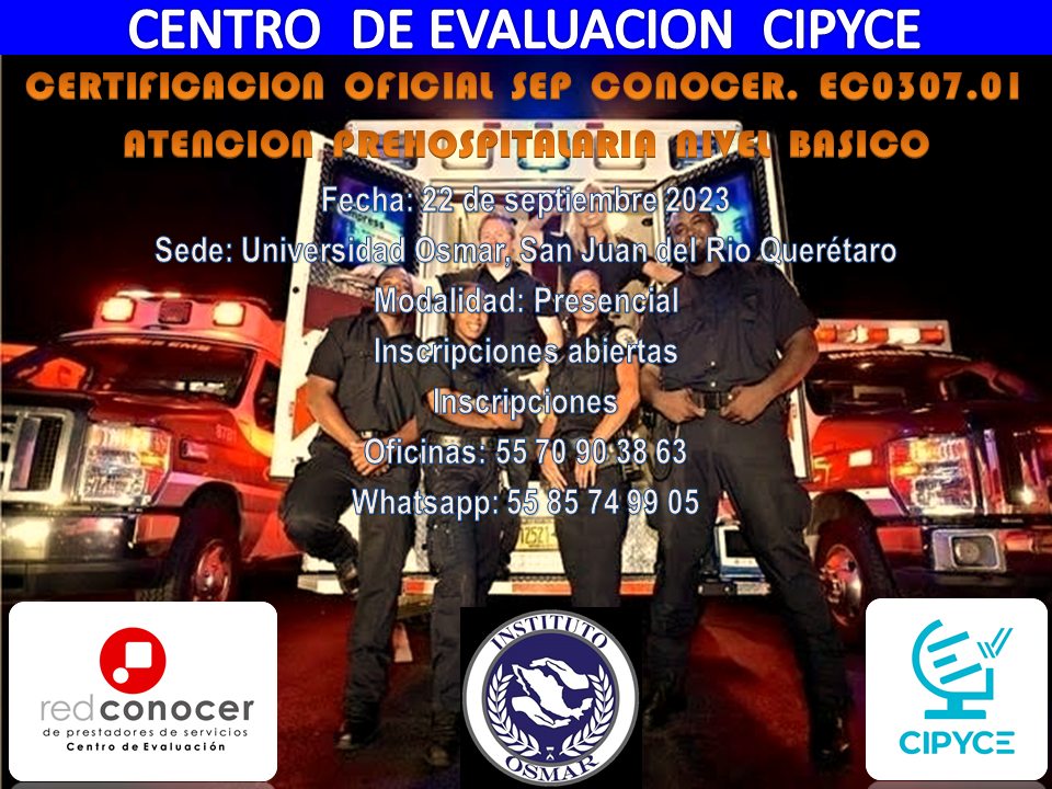 San Juan del Río Querétaro
Certificación EC0307.01
22 de septiembre
Inscripciones
Tel y Whatsapp: 55 85 74 99 05
