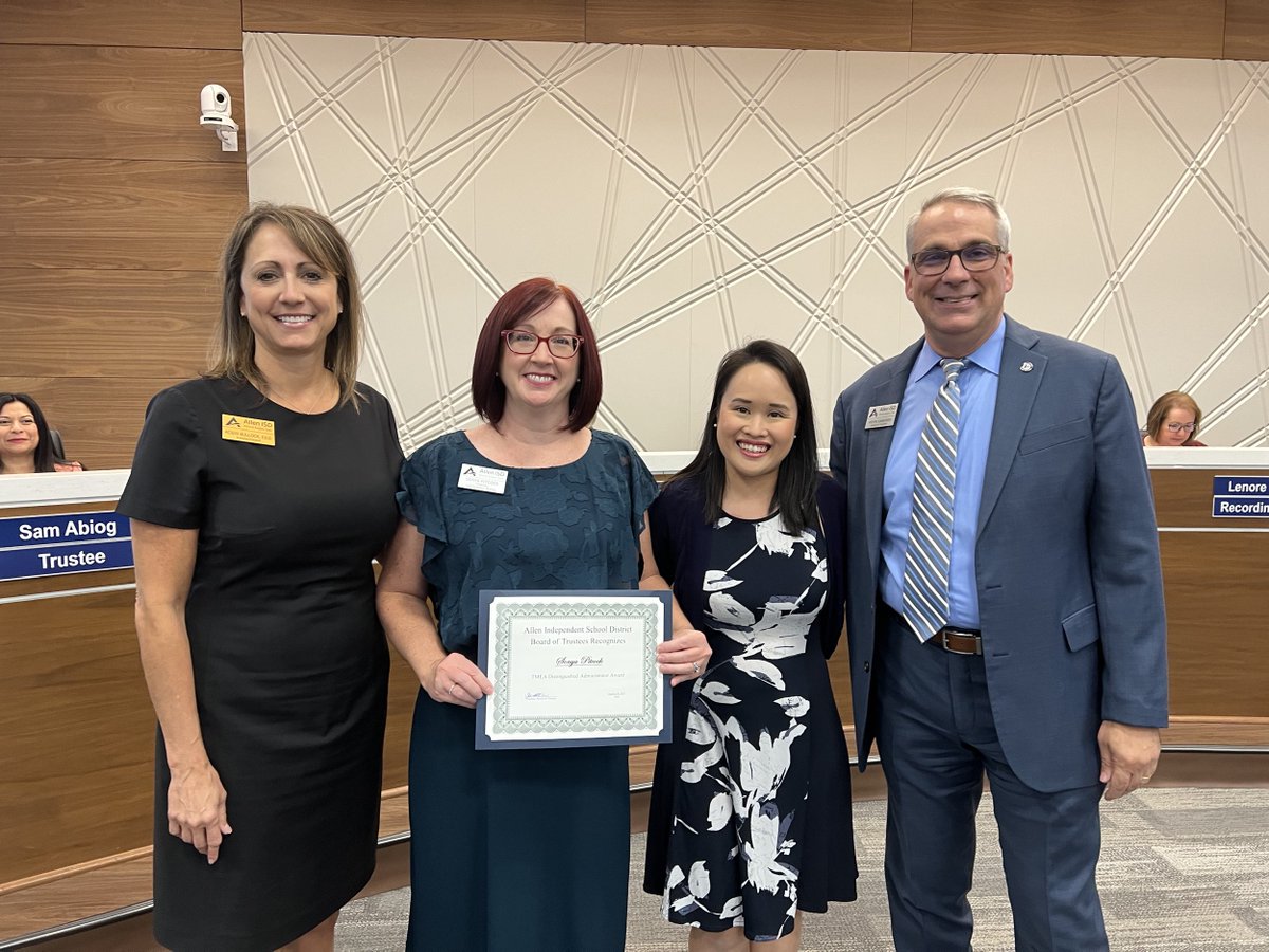 At their August board meeting, the Board honored Sonya Pitcock, Principal of Curtis MS, who was recently honored with the esteemed Distinguished Administrator Award. Read more >> allenisd.org/article/1221772