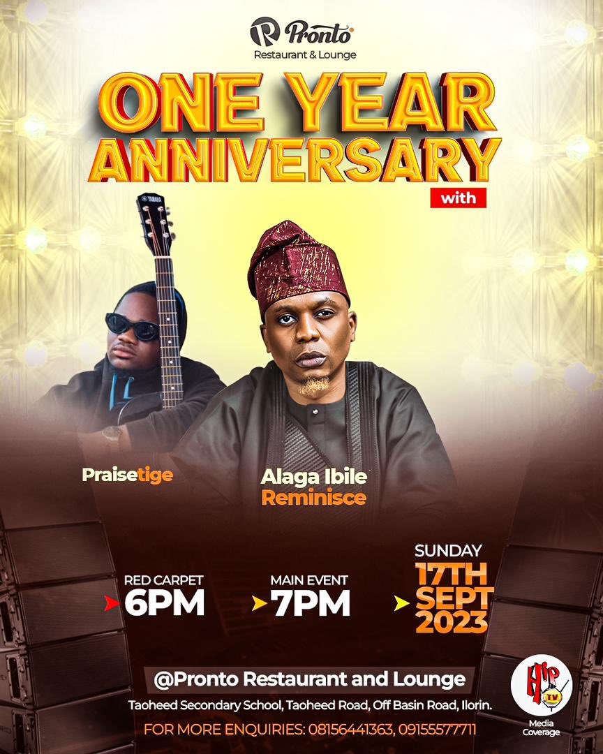 _ashowz's tweet photo. Less than 10 days to go π₯π₯
Come celebrate one full year of excellence with Pronto Restaurant and Lounge.
Join us as we celebrate #prontoat1 πΎπ With @IamReminisce and other amazing acts.
it's a celebration you won't want to miss come sept 17,2023 πΆπ₯ https://t.co/QN5iATEjv5