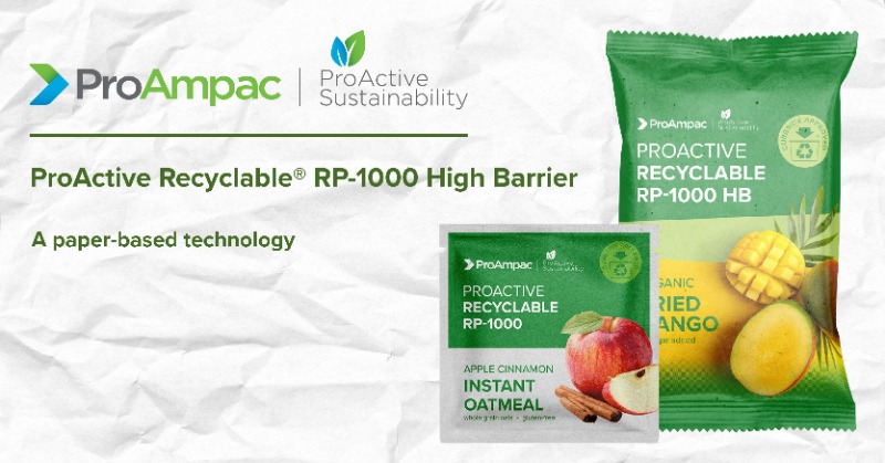 ProAmpac's tweet photo. We're excited to announce the launch of our patent-pending ProActive Recyclable® RP-1000 H B paper-based technology. Check out our recyclable film and paper solutions at @packexposhow in booth SL-6356.

#flexiblepackaging #packaging #sustainablepackaging #packexpo #proampac