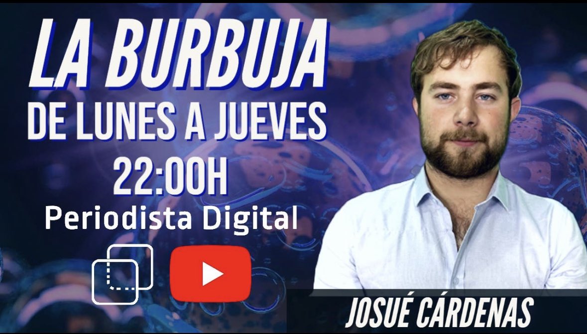 Esta noche, a partir de las 22:30, estaré con <a href="/JosuCardenas99/">Josué Cárdenas</a> en #LaBurbuja de <a href="/periodistadigit/">Periodista Digital</a> , presentando la Asociación Democrática Ciudadana <a href="/ADC_Espana/">Asociación por la Democracia y la Convivencia</a>.
Cada vez es más urgente una oposición desde la sociedad civil.
Vamos a ello.
#LaSociedadCivilTomaLasRiendas