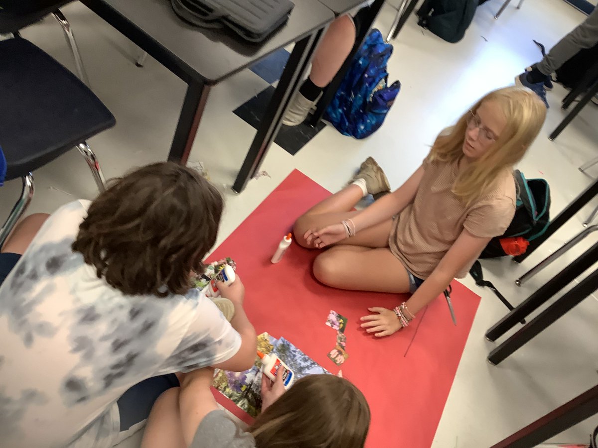 Ms_Steger's tweet photo. Back to school!  Completed a science activity to get them back into the swing of things.  They made a collage of something science or engineering.  They had to cut the shape out, then fill it in with pictures &amp; adjectives that they could connect back to SorE. https://t.co/2dXXXXQBmR