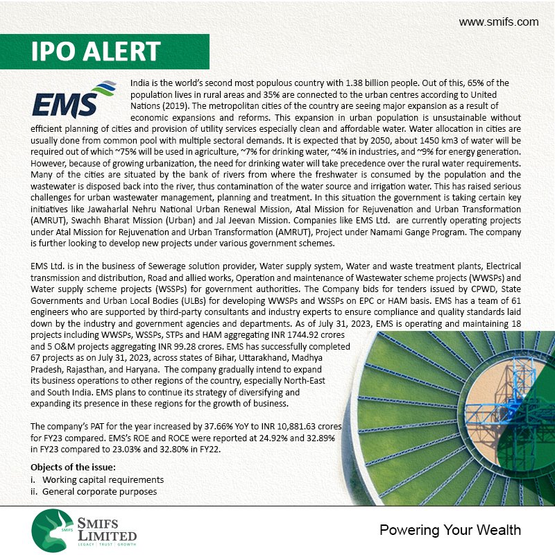 SmifsLimited's tweet photo. 🚨IPO ALERT:
EMS Limited #IPO | Price band ₹200 - ₹211
Apply Online with SMIFS Elite
👉Playstore : https://t.co/am9c6uK0Eg
👉Appstore : https://t.co/E3mQvco0kt
#investinipo #ipoapplication #ipoalert https://t.co/E2uPViohnR