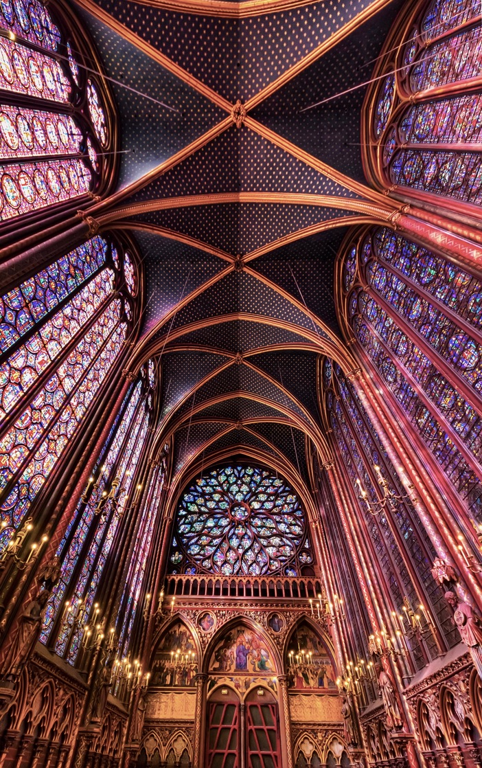 This was built during what they told you were the Dark Ages.

The 800-year-old Sainte-Chapelle is the Gothic jewel of Paris - one of the greatest achievements of medieval architecture and some of the finest stained glass anywhere in the world.

There are 1,113 glass panels…