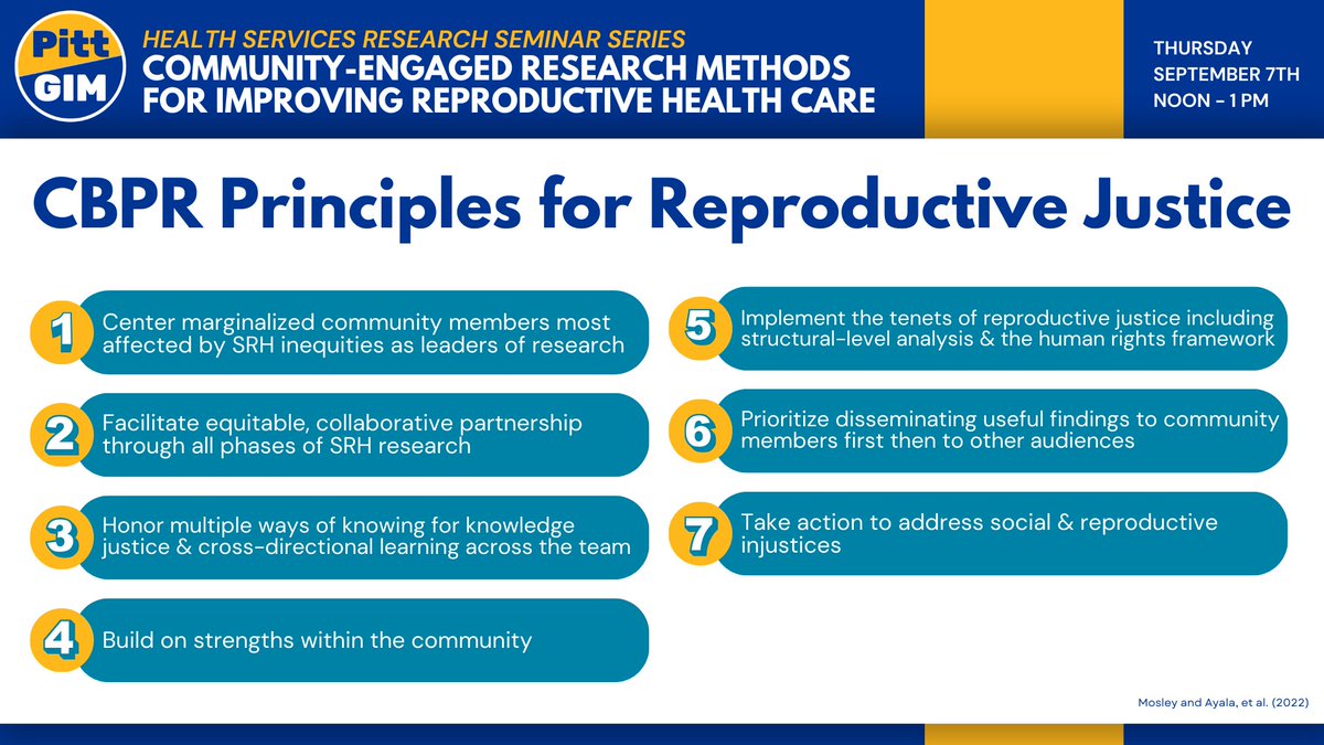PittGIM's tweet image. #ReproductiveJusticeOrganization @SisterLoveInc, @eliz_mosley, &amp;amp; colleagues created principles for #CommunityLedResearch for #ReproductiveJustice. #PittHSRseminar

Read their original 📄 stating these principles: ow.ly/7lY850PIucc