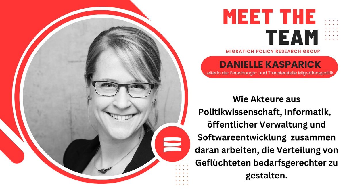 #MeetTheTeam! Heute: Danielle Kasparick, seit 2019 Teil der MPRG, zu der Frage: Was begeistert dich an deiner Arbeit? Mehr über Danielle erfahrt ihr hier: bit.ly/45WwW1I und mehr über das Projekt zur Verteilung von Geflüchteten unter matchin-projekt.de.