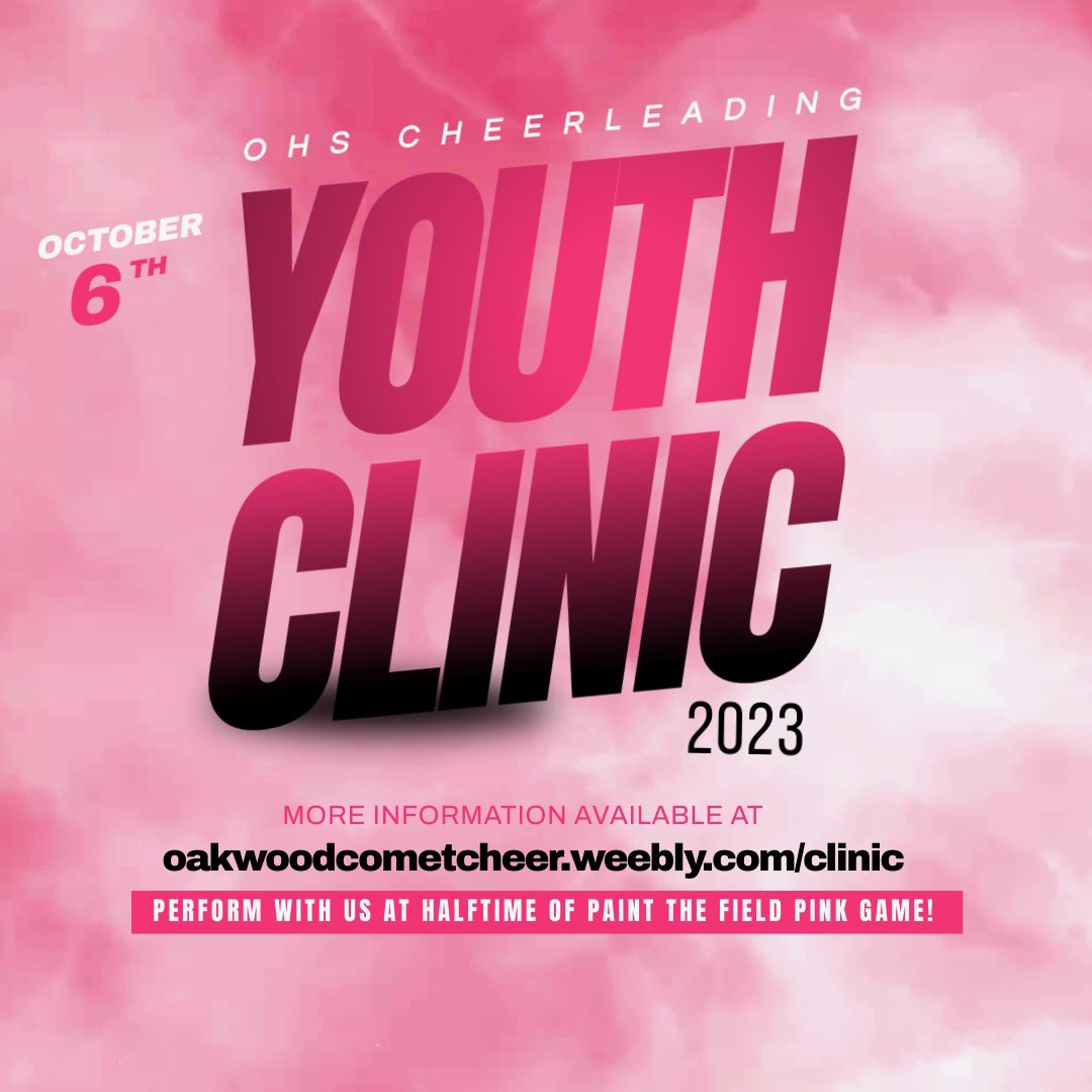 O_C_Cheer's tweet photo. Join us for our 2023 Youth Clinic and Halftime Performance at the Paint the Field PINK Game on Friday, October 6th! 

Submit your Registration Form by Thursday, September 28th to guarantee a shirt! 

Registration Form ➡️ https://t.co/TfyEgtu5s6 https://t.co/f9CR6dZL2K