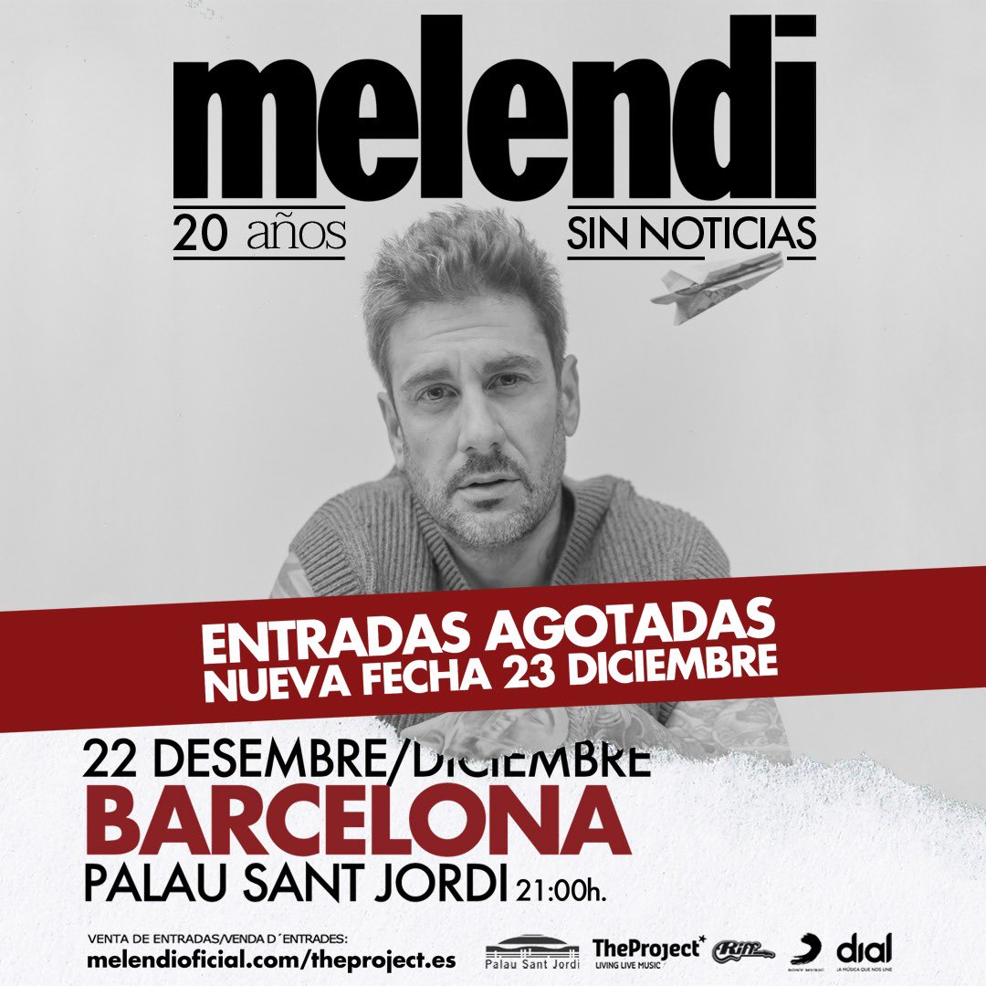 Segunda fecha en Barcelona

Entradas ya disponibles en melendioficial.com 

#20añossinnoticias #vuelveholanda