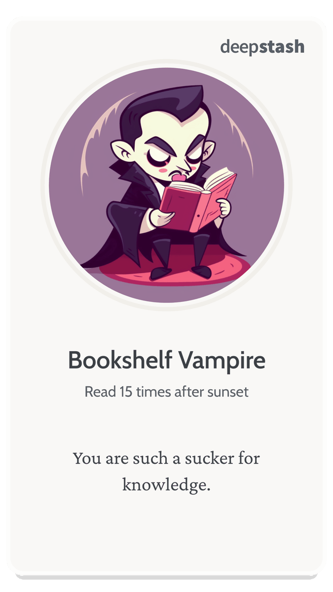 danigoran's tweet photo. Last night I achieved something cool on the @deepstash app. Reading at night is like a superpower for better sleep 🤫

Dark mode: ON!

Share your favorite bedtime book or podcast recommendations and let’s conquer insomnia together! 💤 

#deepstash #ideas #achievements #ReadMore https://t.co/a9XEPb9ksM