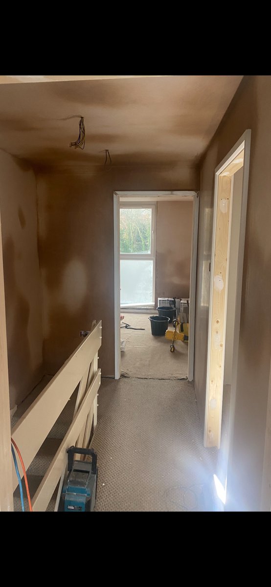 Hall stairs landing skimmed in Cardiff