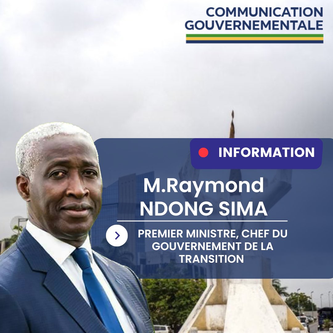 M.Raymond Ndong Sima, Premier Ministre Chef du Gouvernement de la Transition.

#comgouv #comgouv🇬🇦 #gabon #information #news